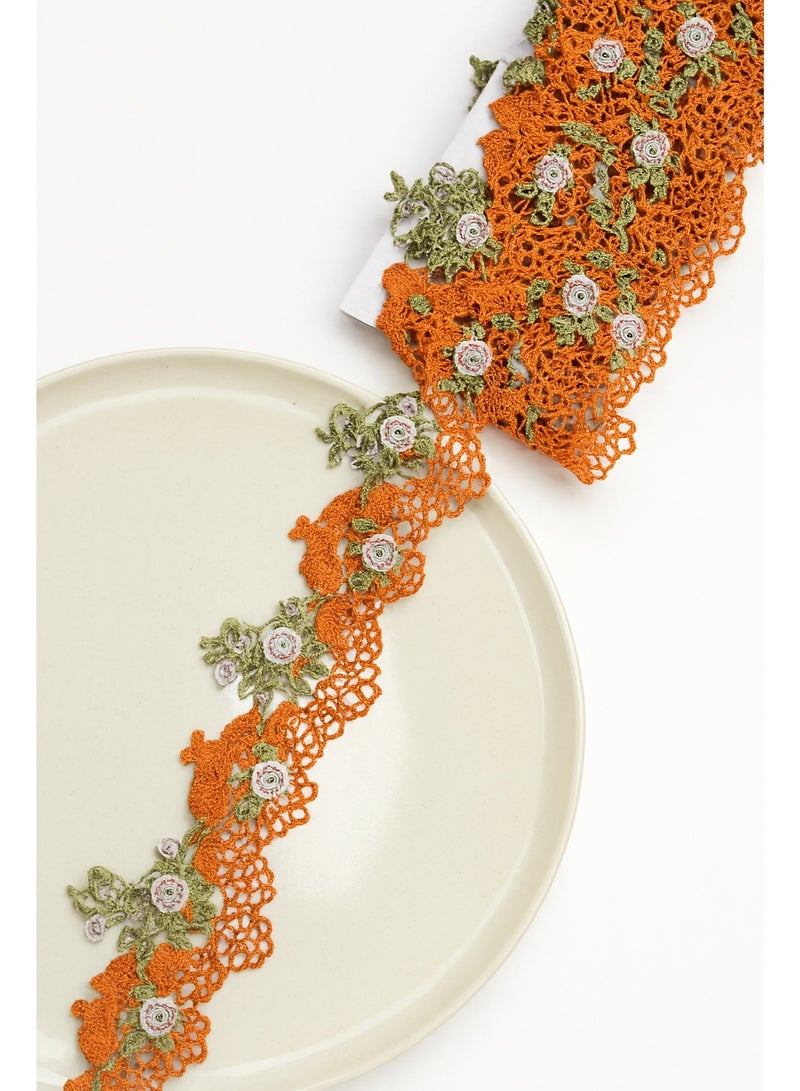 5 Yards Orange Luxury Floral Embroidery Lace Trim - Intricate Scalloped Rose Border for DIY Sewing, Fashion Apparel, and Home Decor Accents - Image 1
